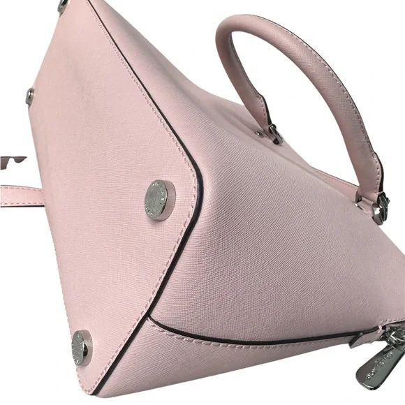 Michael Kors Blush Pink Saffiano Leather Dome Satchel Crossbody Bag - Picture 6 of 17